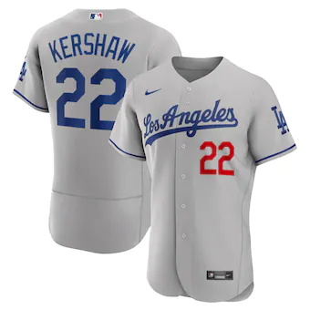 mens nike clayton kershaw gray los angeles dodgers road aut